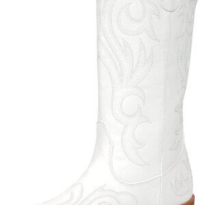 Women's Synthetic Cowgirl Boots Mid Calf Pointed Toe Western Shoes Durable